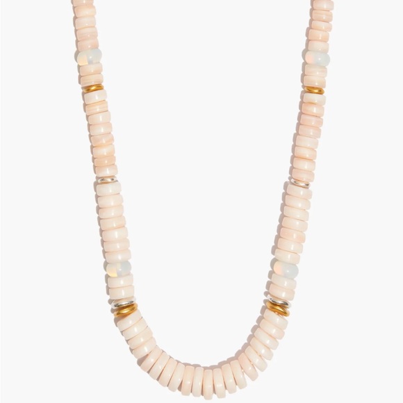 Madewell Pink Mother-of-Pearl Beaded Necklace Coastal Beachy style - Picture 1 of 9